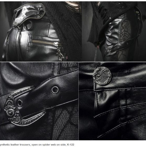 Punk Rave Rare Spider Web Black Bondage Skinny Pants Large - Picture 2 of 5